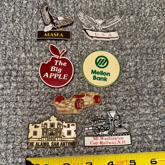 7 VINTAGE STATE REFRIGERATOR MAGNETS TRAVEL USA Cities - Picture 1 of 10